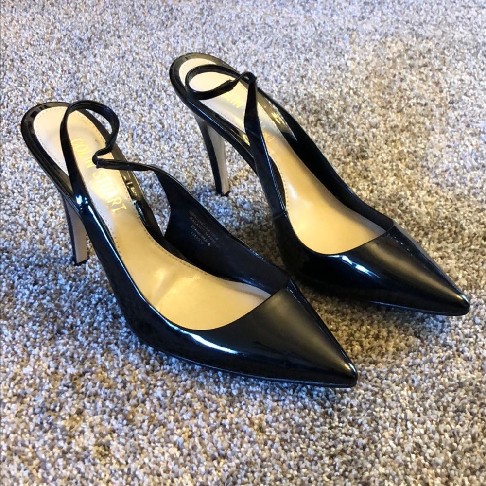 Colin Stuart 3in Black Leather Heels SZ 9 like new